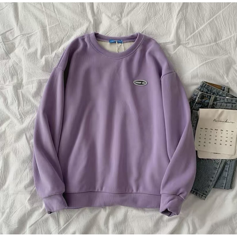 SWEATER logo CHERRY AKA lót nỉ bông đơn sắc basic | BigBuy360 - bigbuy360.vn