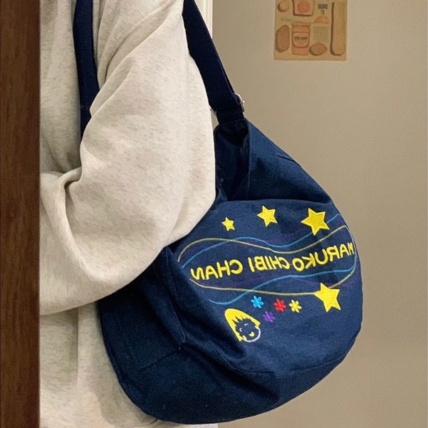 Túi Xách Tote Vải Denim Thêu Hình Cherry Phong Cách Mới 2022