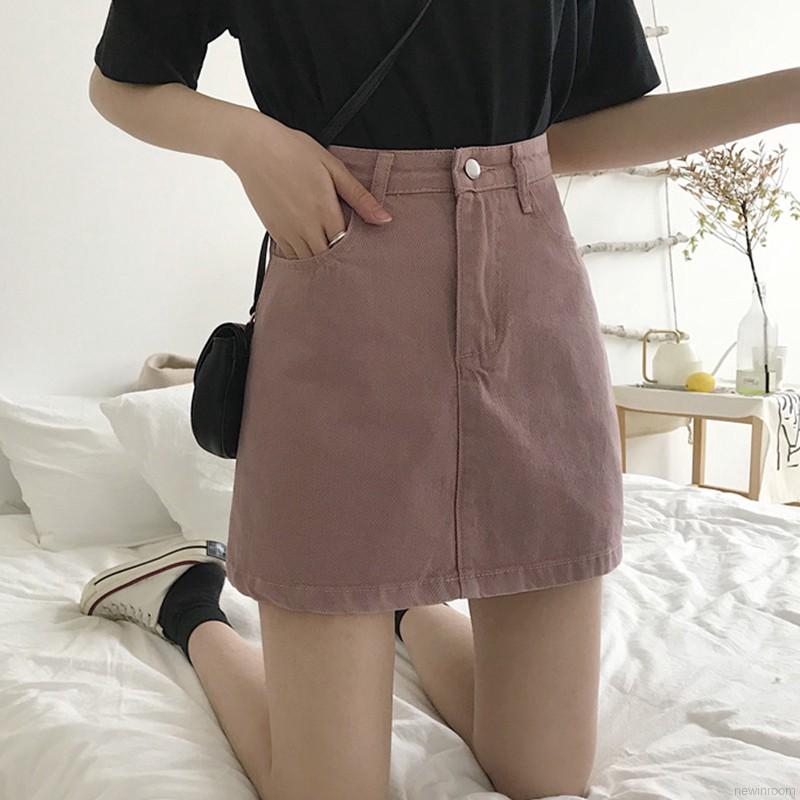 Chân Váy Denim Chữ A Lưng Cao Thời Trang Dành Cho Nữ | BigBuy360 - bigbuy360.vn