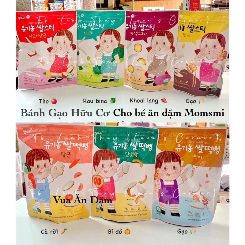 Bánh gạo hữu cơ Hàn MOMSMI cho bé ăn dặm từ 6m