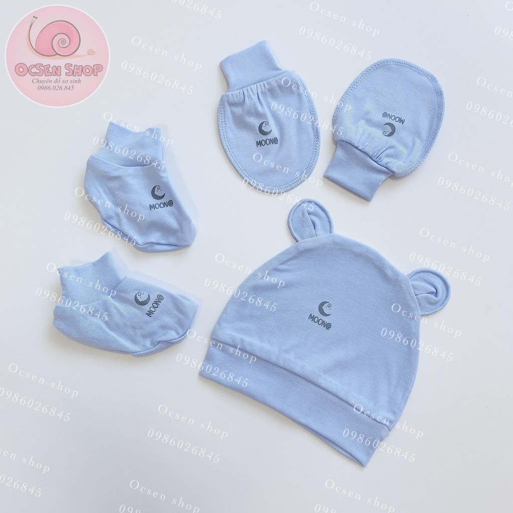 Phụ kiện Mũ bao tay chân sơ sinh petit Moon