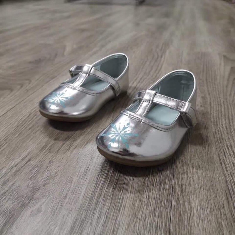 Giày búp bê Frozen quai dán màu bạc