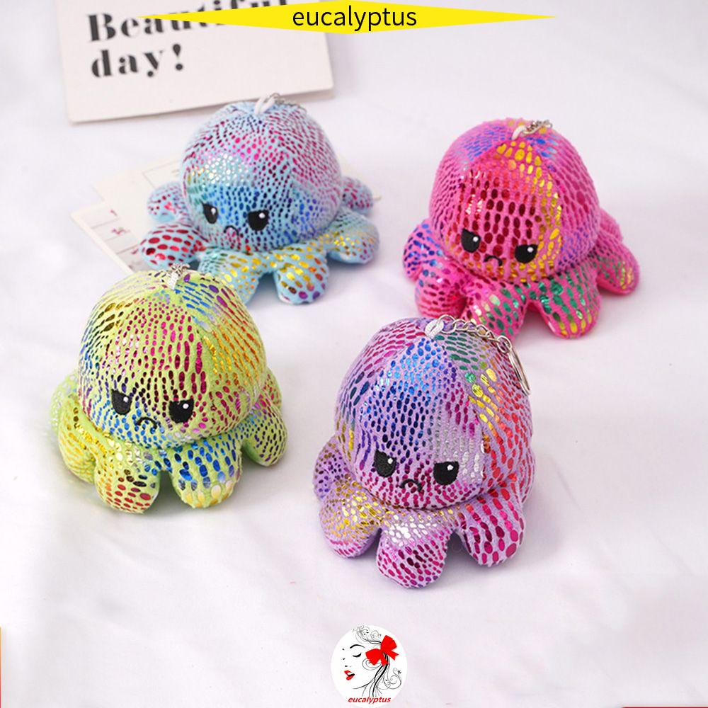 Móc Khóa Hình Bạch Tuộc Nhồi Bông Hai Mặt Thay Đổi Màu Sắc Sáng Tạo