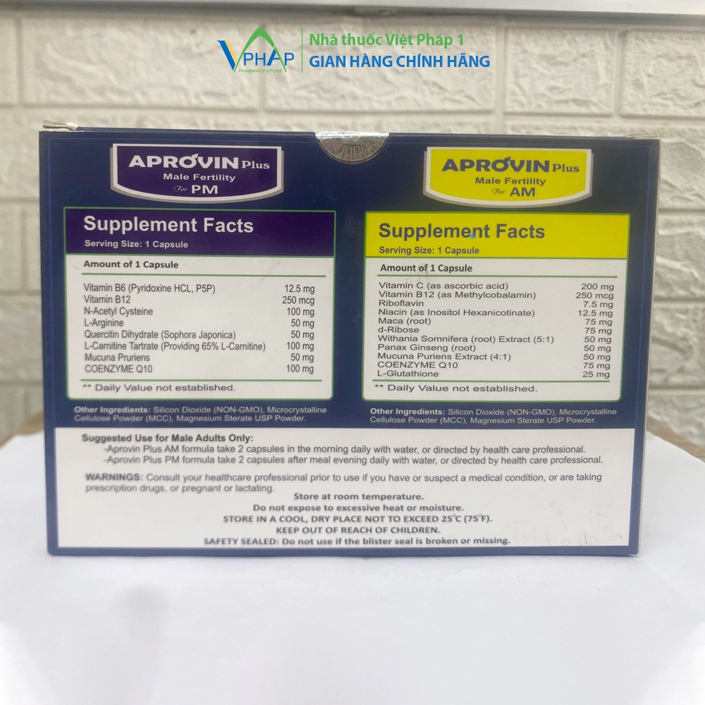 Aprovin Plus giúp cải thiện số lượng và chất lượng tinh trùng ở nam giới hộp 60 viên