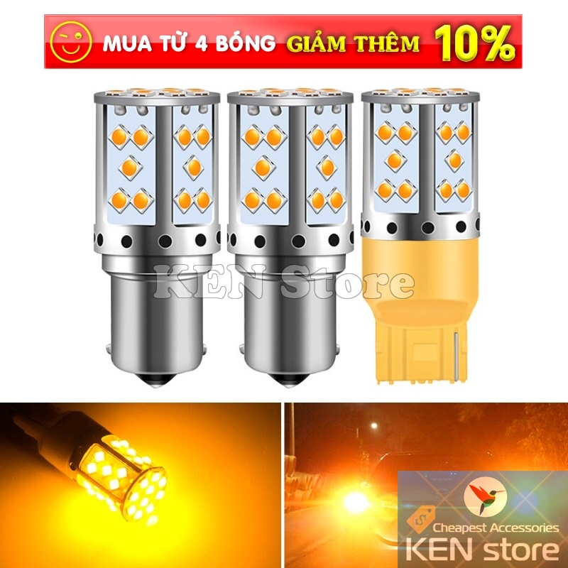 ◙❃Bóng LED T20 7440 1156 công suất 21W xi nhan ô tô không bị nháy nhanh chống canbus 35smd 3003