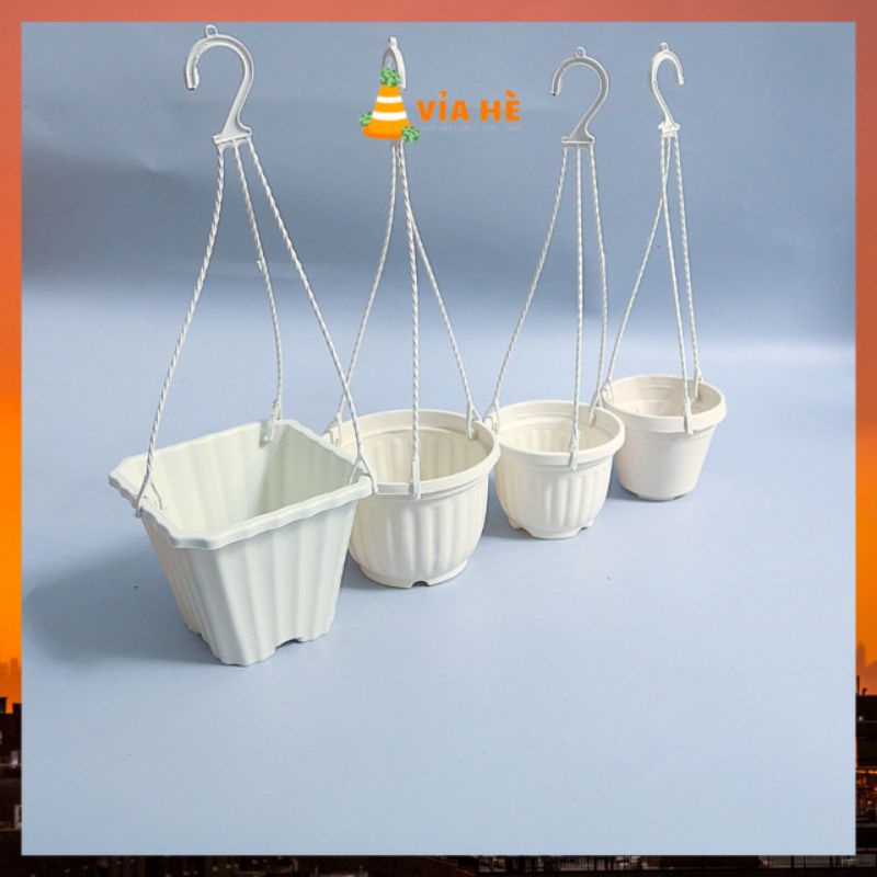 Chậu nhựa trồng sen đá xương rồng màu trắng nhiều size giá không móc