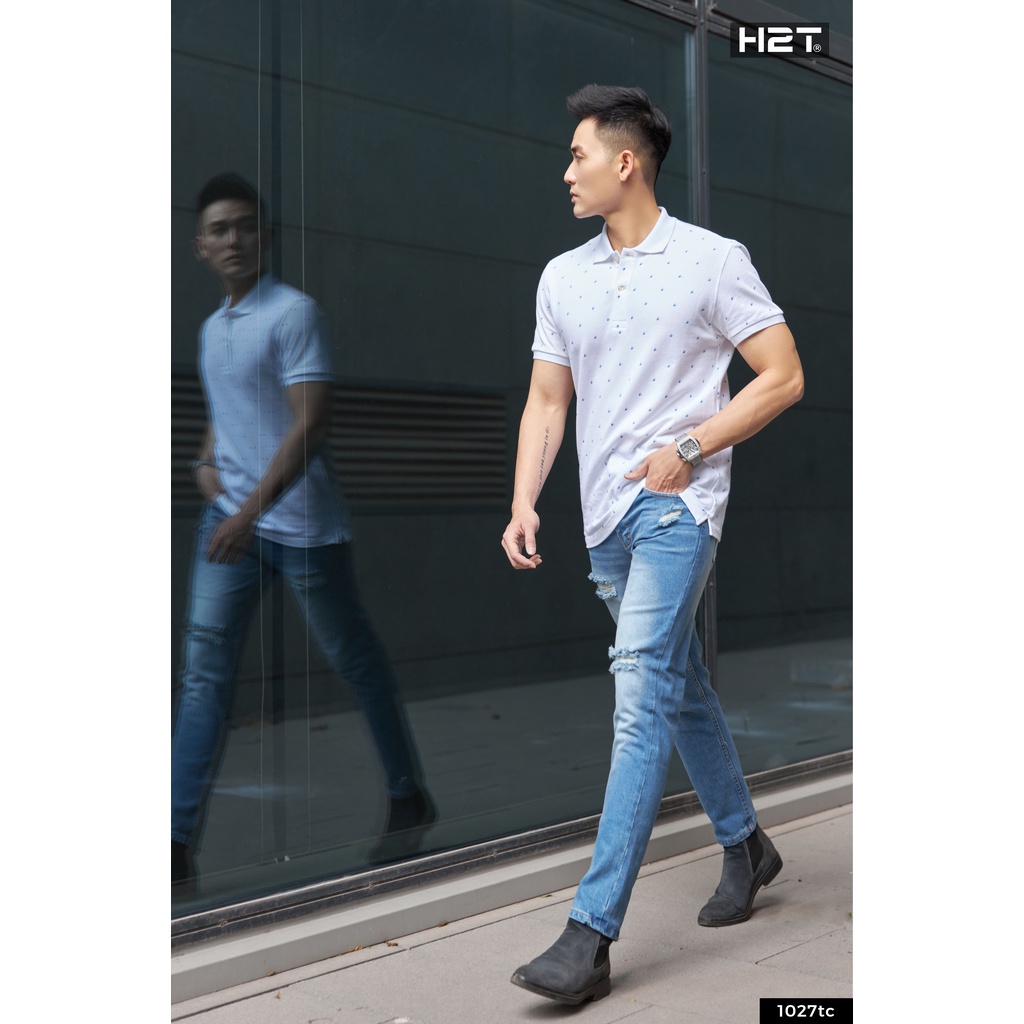 Áo Polo Nam Cotton Họa Tiết - Chất liệu thoáng mát, forrm Slim Fit tôn dáng H2T 1027, 1101