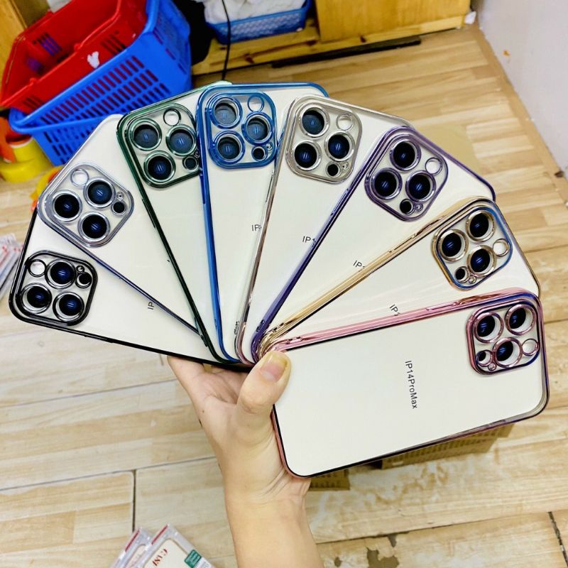 Ốp lưng Kst iphone 15 pro max,15 pro,15 plus,15,14 pro max,14 plus,14 pro,14 lưng silicon trong viền màu.