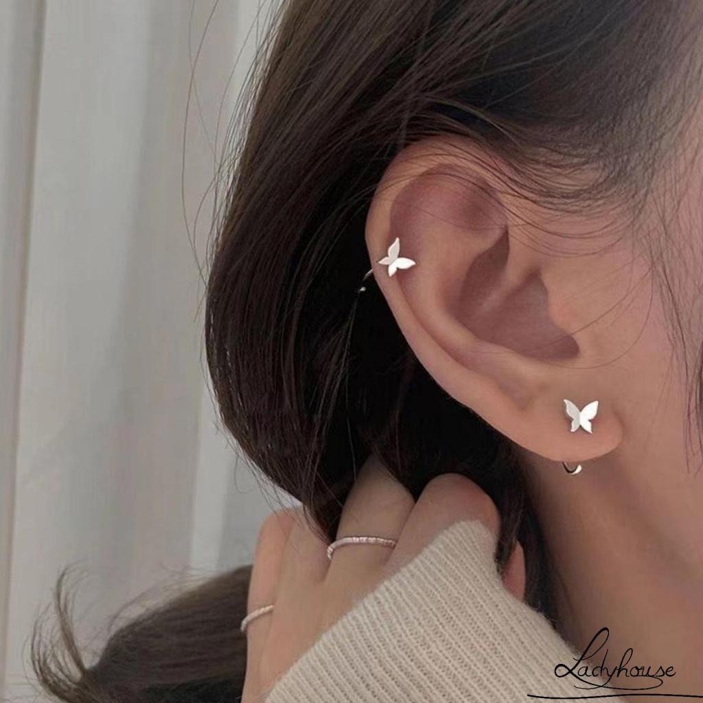 Bông tai kim loại hình bướm màu sắc đơn giản thời trang cho nữ