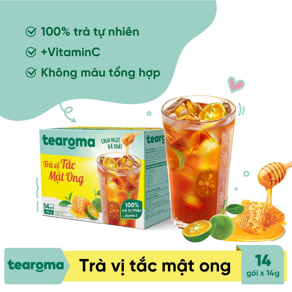 Trà Tearoma hòa tan vị Tắc mật ong hộp 196g (14 gói x 14g)