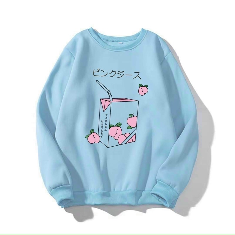 Áo hoodie pe không nón chất vải mềm mịn in hình bình sữa ngoài cực đẹp