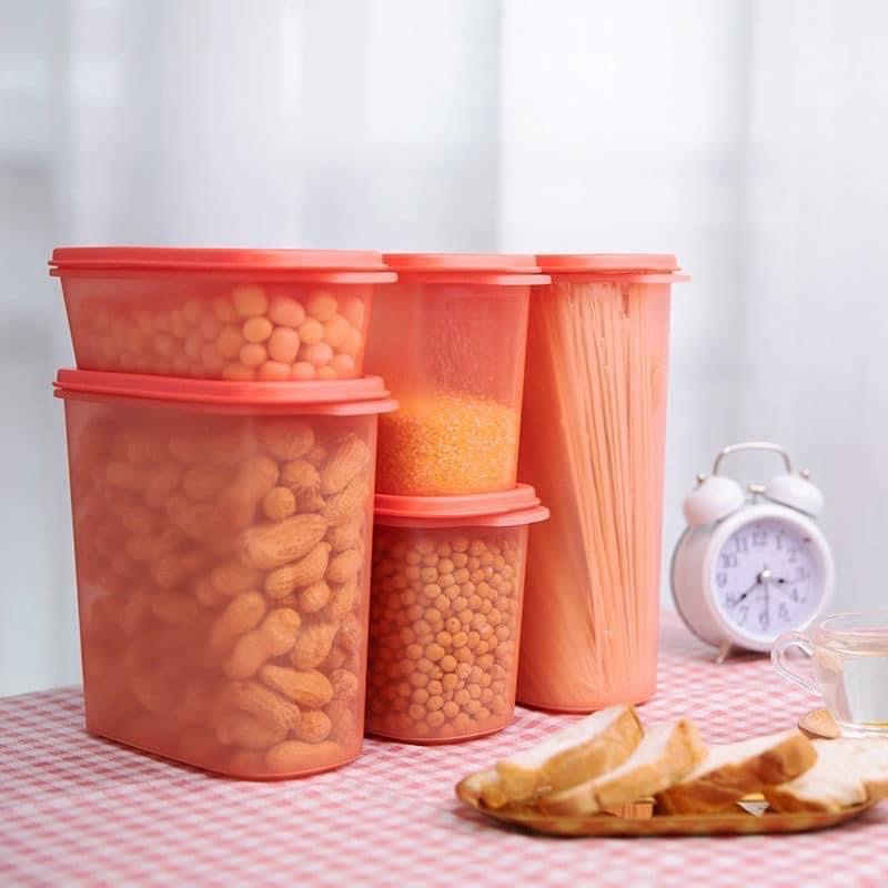 Bộ 5 Hộp Nhựa Tupperware Đựng Thực Phẩm Khô- Bột Làm Bánh - Bánh Kẹo Tết - Hạt Ngũ Cốc - Trữ Mát Rau Trái Cây An Toàn