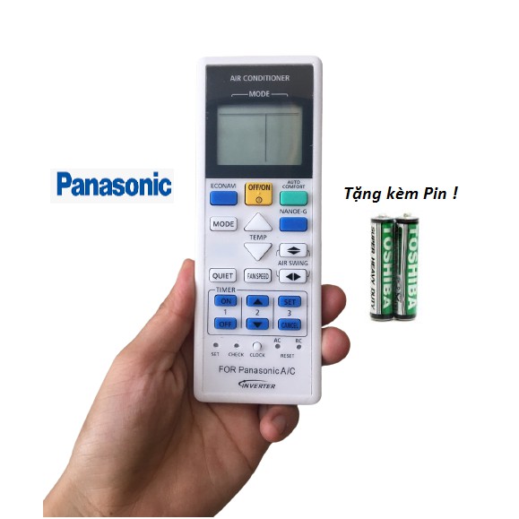 Điều khiển điều hòa Panasonic 1 &amp; 2 chiều Inverter, Tặng kèm pin !