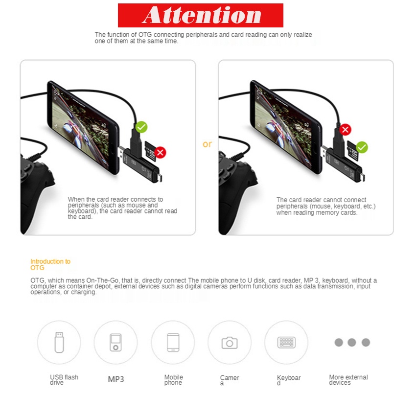 Đầu Đọc Thẻ Nhớ OTG Usb 2.0 5 Trong 1 Đa Năng