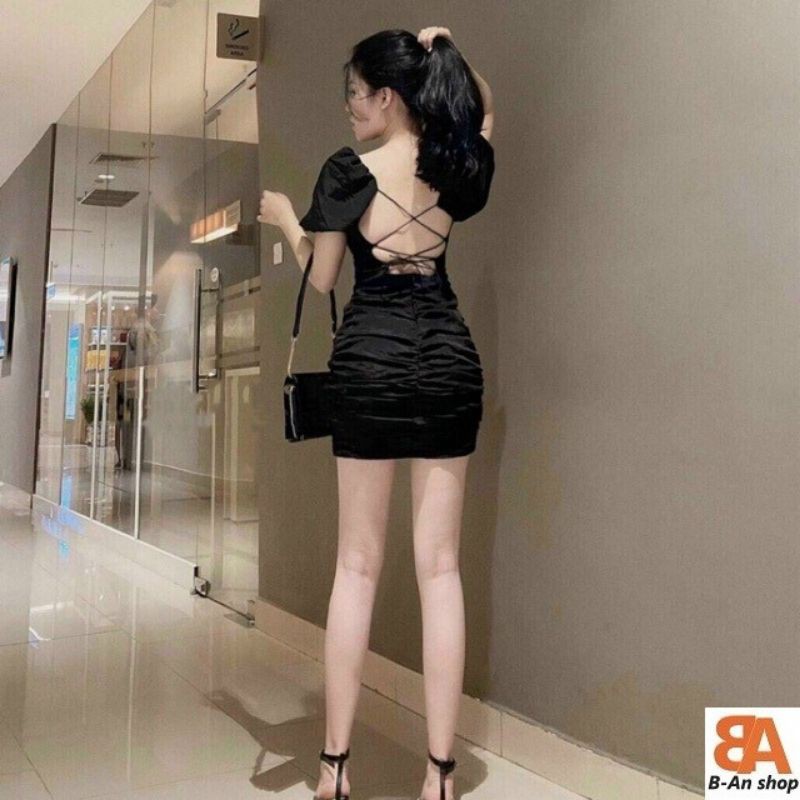 Đầm body đan dây lưng thun borip ( có mút ngực)