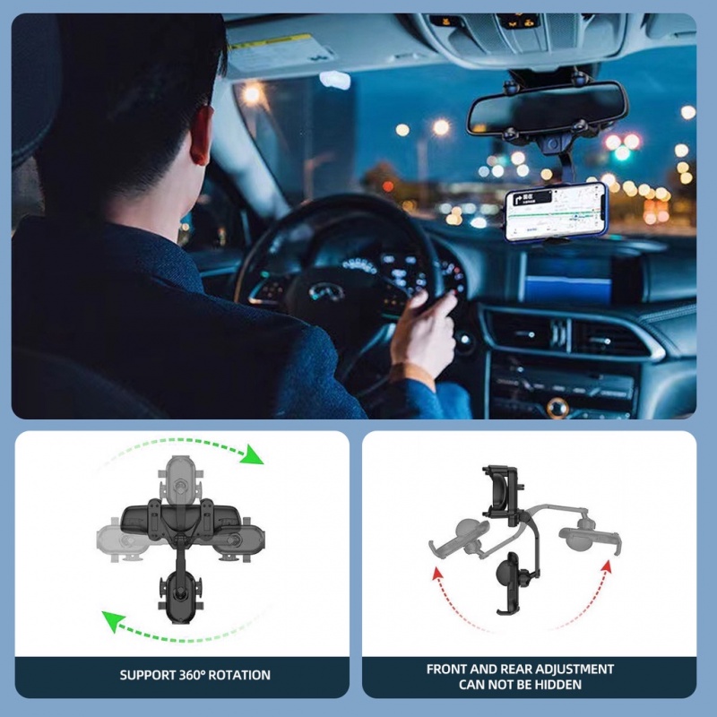 Giá giữ điện thoại GPS ANKNDO gắn gương chiếu hậu bên trong xe hơi xoay 360 độ điều chỉnh được