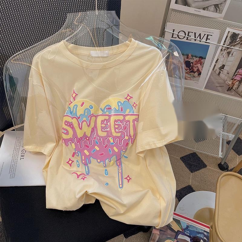 Áo Thun Nữ Ngắn Tay In Hình Hoạt Hình Phong Cách Hàn Quốc