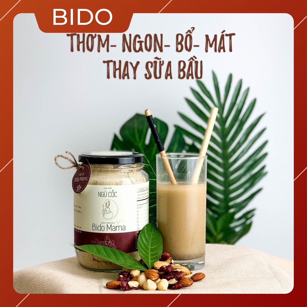 Bột ngũ cốc lợi sữa bà bầu nguyên chất ⚡𝐅𝐑𝐄𝐄 𝐒𝐇𝐈𝐏⚡ Bido Mama 600gram, giúp mẹ giảm nôn nghén, tập trung con tăng cân