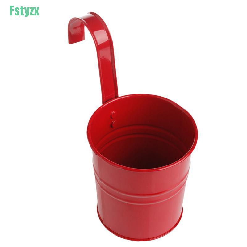 fstyzx Cute Metal Iron Flower Pot Hanging Vase Bucket Balcony Garden Planter Home Decor