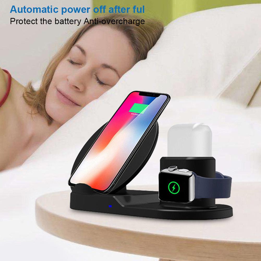 Đế sạc nhanh không dây 3in1 10W Qi cho Apple Watch Airpods iPhone X Xs