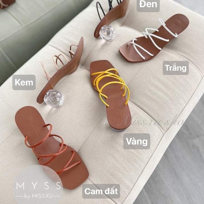 Giày guốc nữ dây mảnh chéo gót trong suốt 4cm thời trang MYSS - SU106