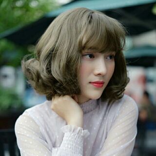 Tóc giả ngắn xoăn đuôi cực xinh