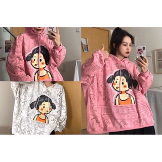 áo hoodie nỉ mũ to rộng in cô gái, áo hoddie nỉ cô gái in toàn thân