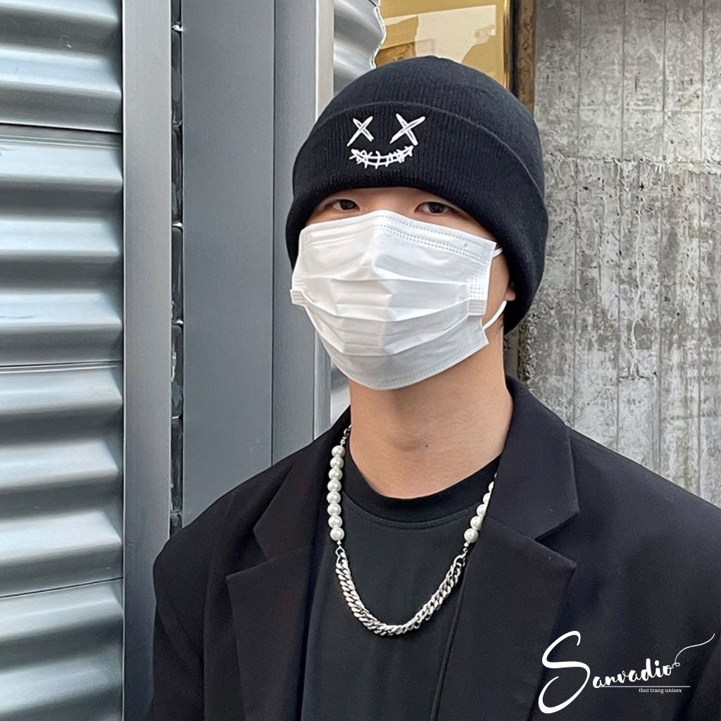 Mũ Len Nam Nữ mặt cười Unisex Nhiều Màu SANVADIO - Nón Len Beanie Phong Cách Hàn Quốc Cực Ngầu MU02