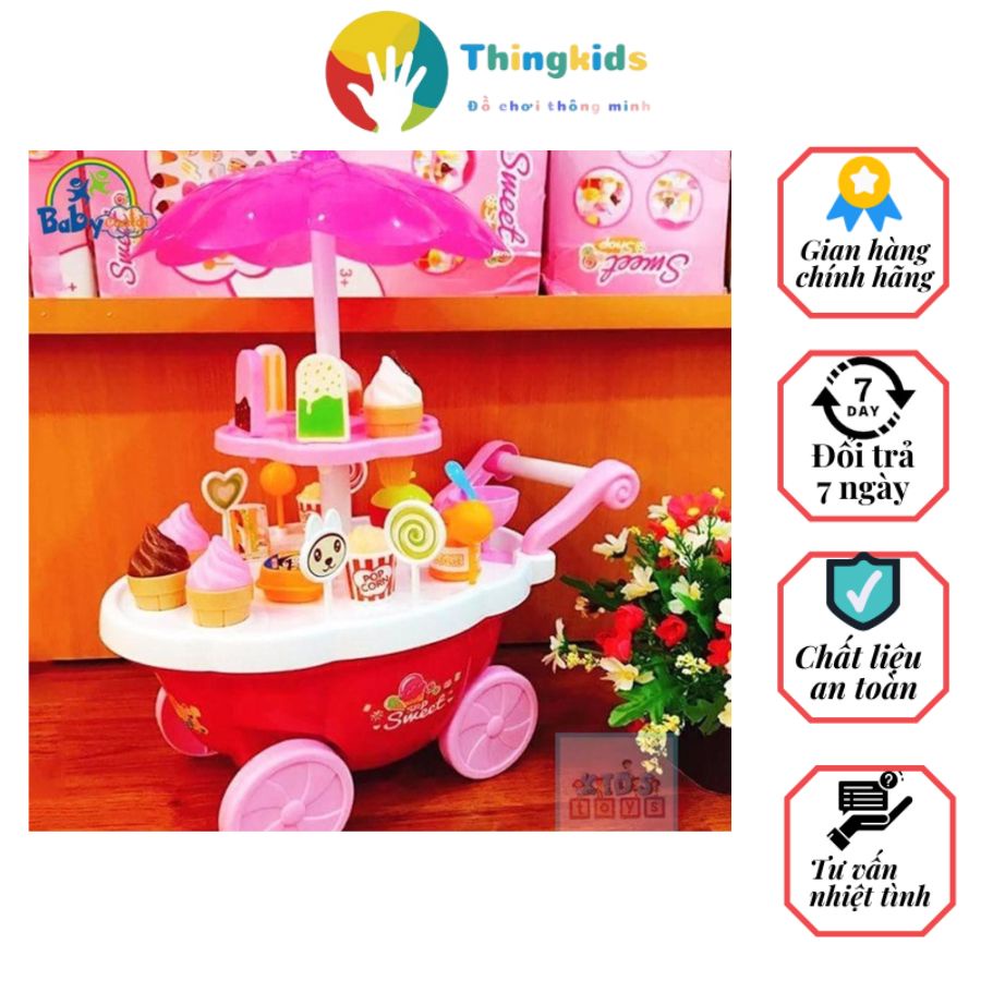 Đồ chơi xe đẩy kem 2 tầng có nhạc cho bé - Thingkids