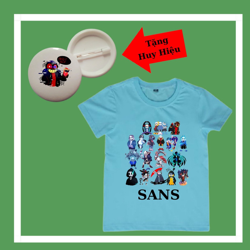 Áo thun Sans đủ các Mẫu Error 404 Ink Sans Error Sans Mix Sans cho bé trai bé gái, huy hiệu Sans
