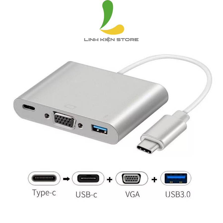 Cáp Type C To Hdmi - Bộ Chuyển Đổi Type C sang HDMI / USB / Type C cho máy tính, điện thoại - Full HD