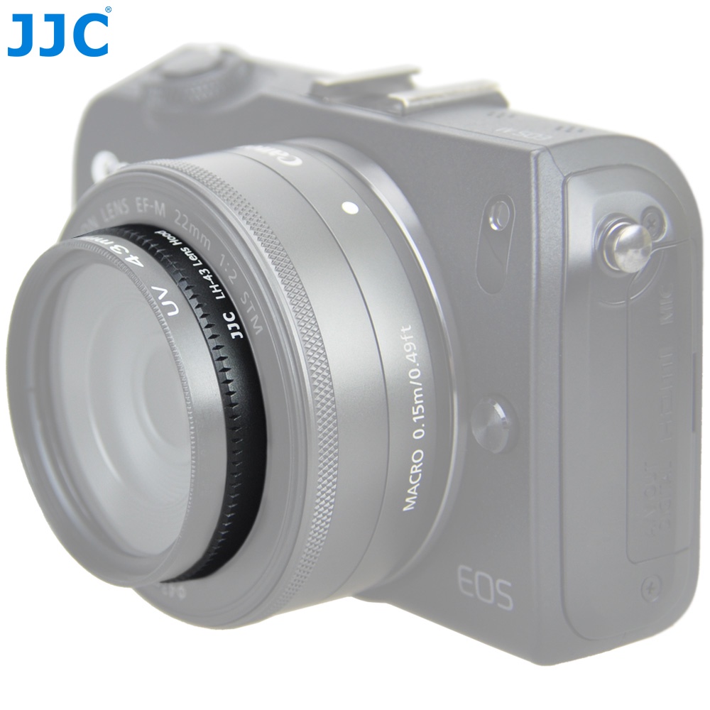 JJC EW-43 Loa Che Nắng Bằng Kim Loại Cao Cấp Cho Ống Kính Canon EF-M 22mm f/2 Canon EOS M200 M100 M50 M10 M6 Mark II