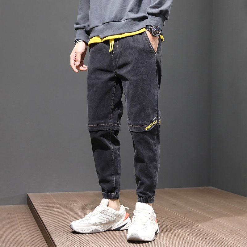 Quần Jean Dài Dáng Rộng Co Giãn Tốt Kiểu Hàn Quốc Cá Tính Cho Nam Dễ Phối Đồ