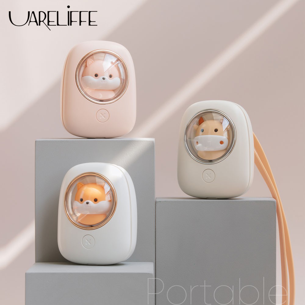 Uareliffe Space Capsule Quạt mini Với ánh sáng ban đêm ấm áp Tiếng ồn thấp USB có thể sạc lại Quạt làm mát Quạt làm mát không khí di động Du lịch ngoài trời mùa hè Quạt nhỏ
