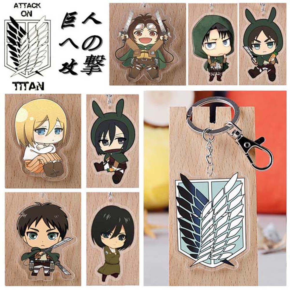 BLISS Creative Anime Attack on Titan Bag Pendant Gift Acrylic Attack on Titan Keychain Car Key Holder Car Key Rings For Men Women Kid Key Rings Special Car Interior Accessories Double Sided