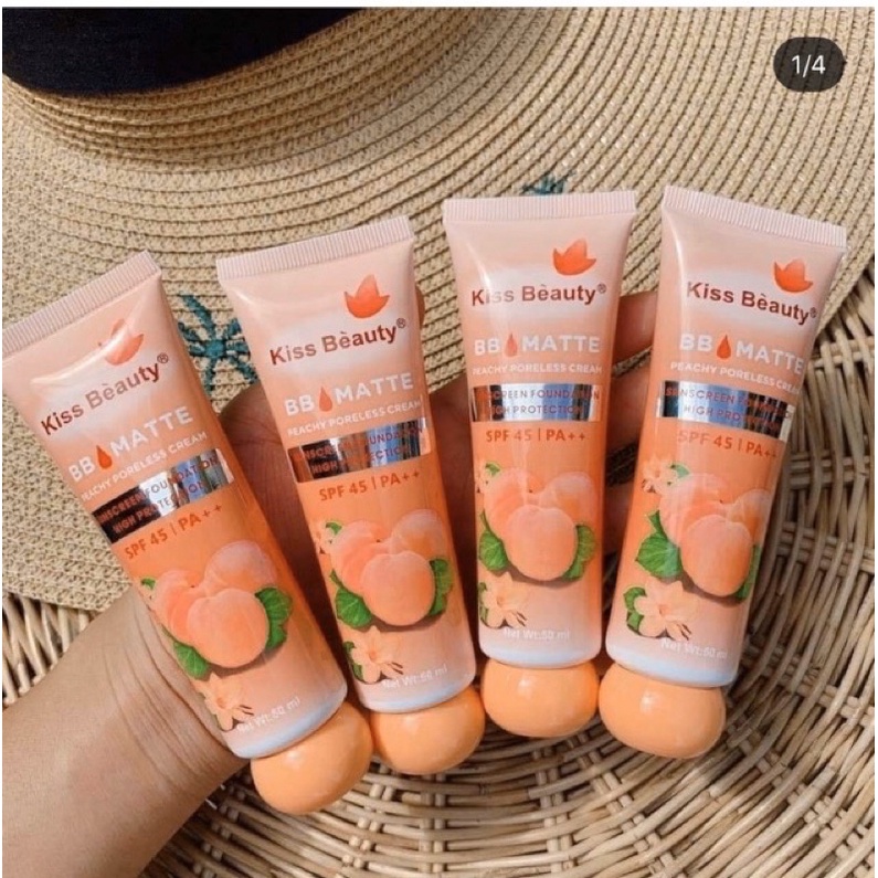 Kem nền BB Cream đào 2in1 của Kiss Beauty ( có chống nắng SPF45 và che khuyết điểm