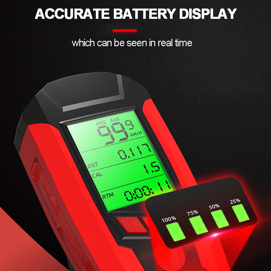 Đồng Hồ Đo Tốc Độ Xe Đạp Kèm Đèn LED Kỹ Thuật Số Chống Thấm Nước Tiện Dụng
