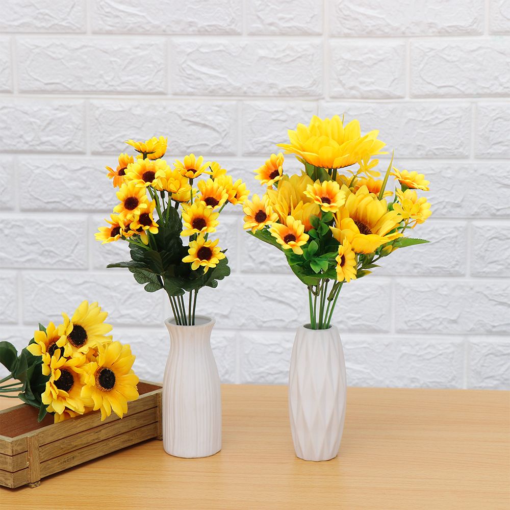 Bó Hoa Hướng Dương Nhân Tạo 7/13/24 Đầu Bằng Nhựa Trang Trí Nhà Cửa DIY