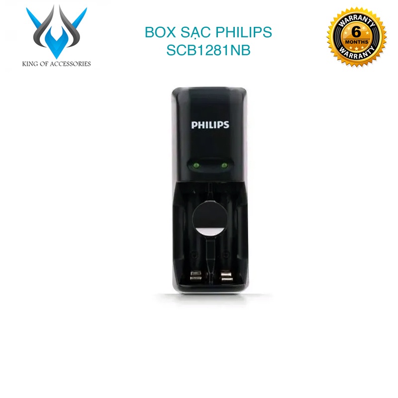 Box sạc Philips SCB1281NB mini 2 khe sạc cho pin AA và AAA - dành cho thị trường EU (đen) Phụ kiện 1986