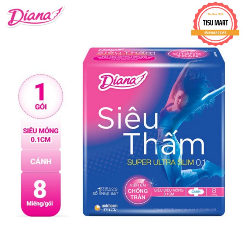 BVS Diana Siêu thấm siêu siêu mỏng 0.1 (8 miếng)