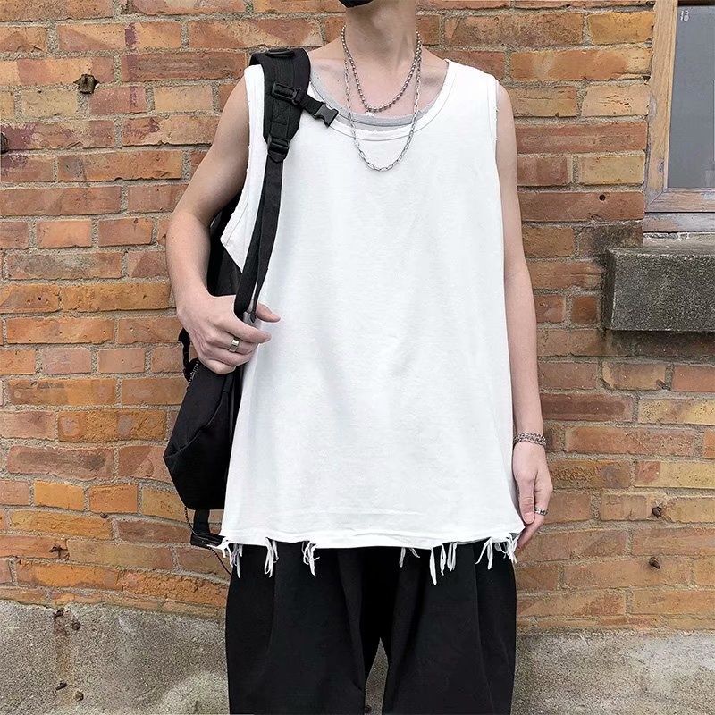 Áo Thun Sát Nách Dáng Rộng Phong Cách Hip Hop Hàn Quốc Thời Trang Mùa Hè Cho Nam