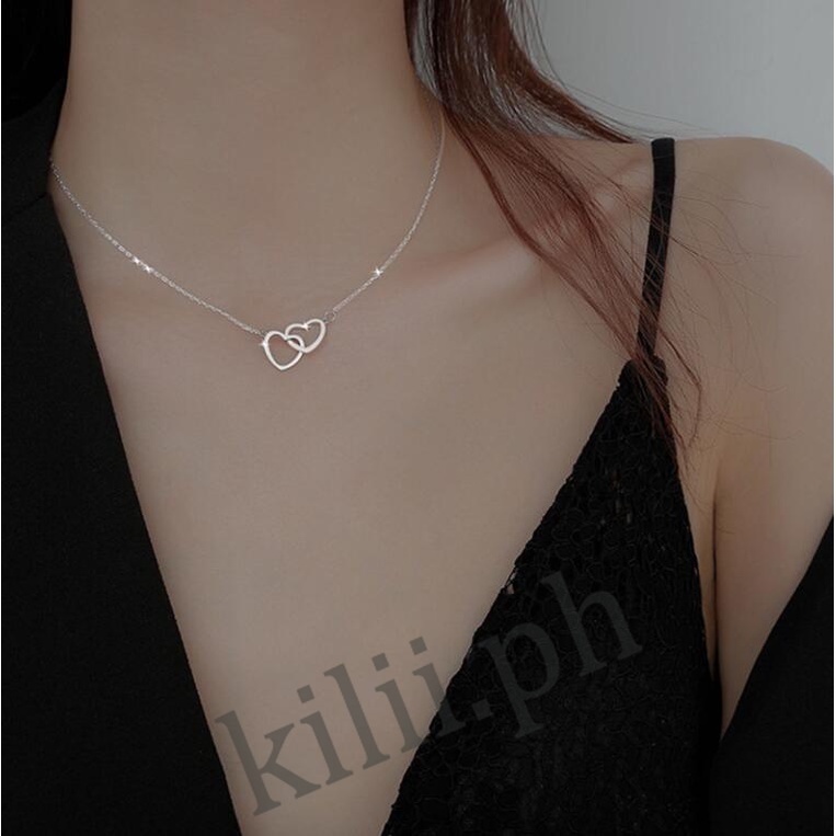 Vòng cổ Mặt Trái Tim Đôi Dễ Thương Cho Bạn Gái