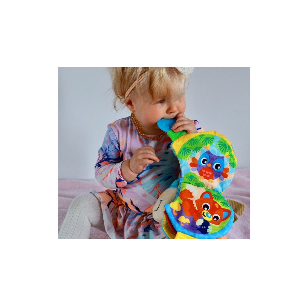 Đồ chơi sách vải kể chuyện có nhạc kèm gặm nướu Playgro Musical Clip Clop Teether Book, cho bé 3-24 tháng