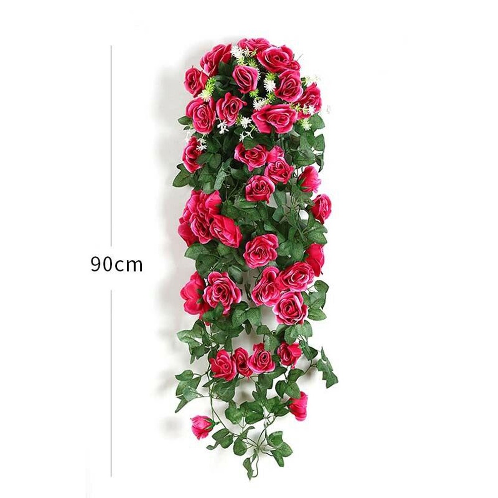 Dây leo hoa hồng nhân tạo bằng vải lụa treo tường trang trí nhà cửa