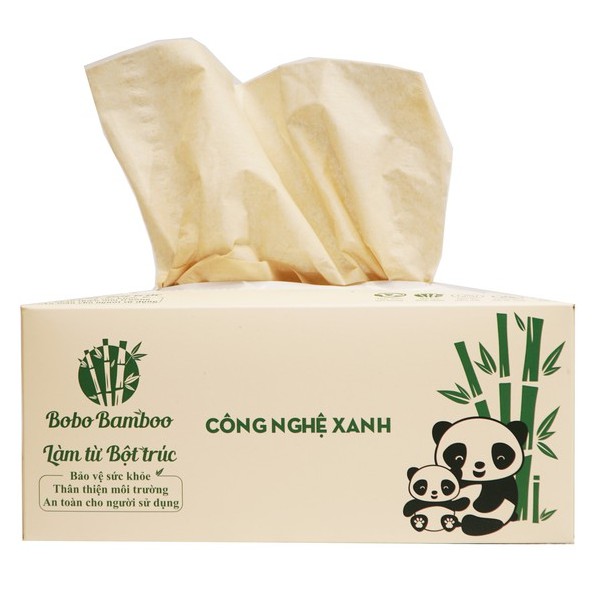 (Hàng Mới) 01 Hộp Giấy Gấu Trúc BOBO BAMBOO Cao Cấp 180 tờ/hộp Siêu Dai