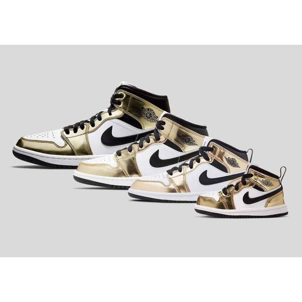 NIKE NỘI ĐỊA MỸ Giày Thể Thao TRẺ EM UNISEX Nike Jordan 1 MID SE Metallic Gold Màu Vàng Gold !