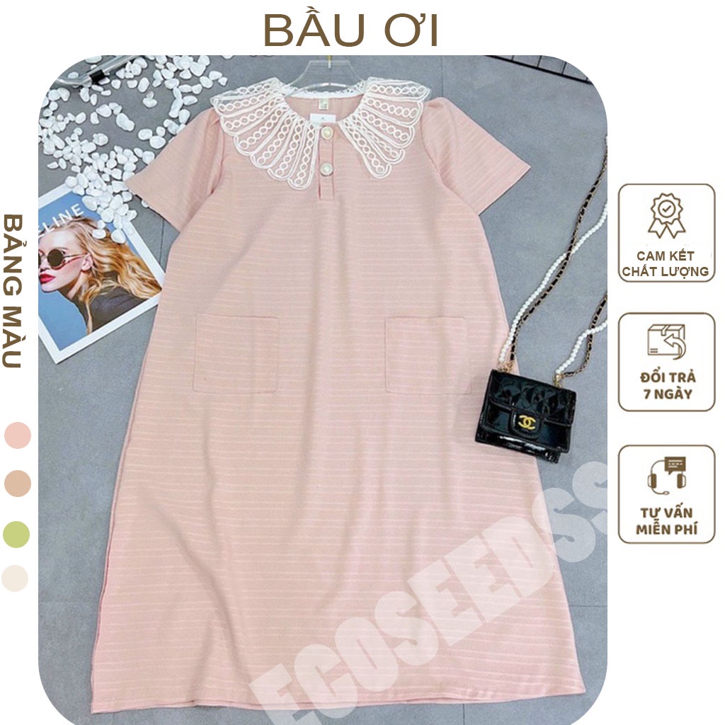 [BAUOII V79] VÁY BẦU CÔNG SỞ CỔ REN CHẤT XỐP ĐÍNH KHUY NGỌC CÓ TÚI XINH SẮN DỄ THƯƠNG - ĐẦM BẦU BABYDOLL HÀN QUỐC