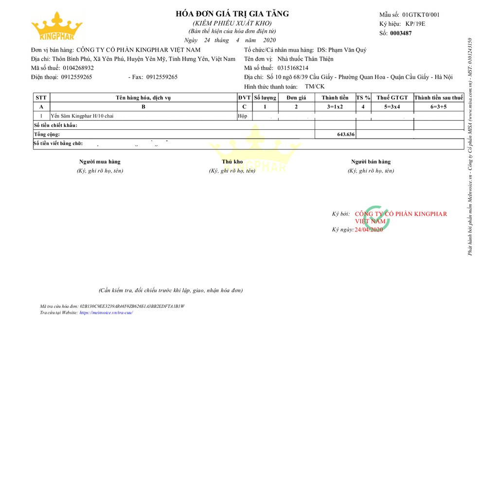 Yến sâm Kingphar dành cho người tiểu đường và ăn kiêng – Hỗ trợ tăng cường sức khỏe (10 chai x 30ml)