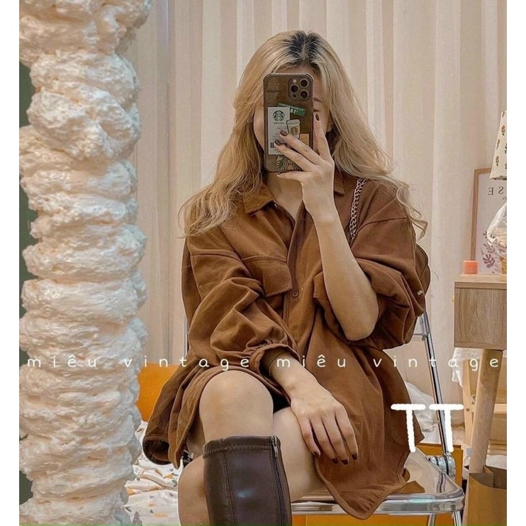 Áo sơ mi nhung tăm vạt bầu , dáng rộng nhiều màu hot | BigBuy360 - bigbuy360.vn