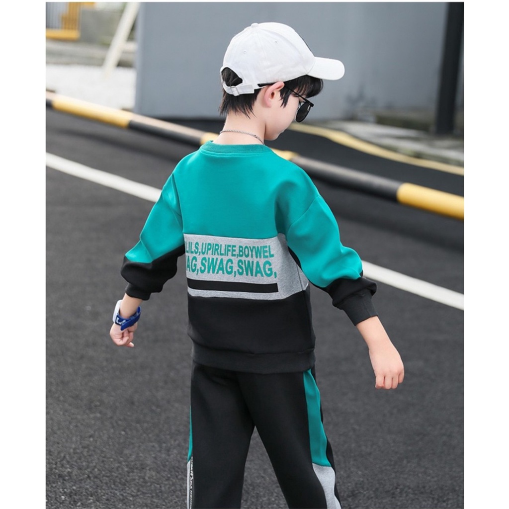Set bộ quần áo trẻ em thu đông dành cho bé trai THANH THỊNH mẫu SWA  4-14 tuổi (14-45kg). Chất liệu nỉ đẹp. MA102